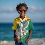 Guinea Kid Hawaiian Shirt Coat Of Arms With Pigeon - Kente Pattern