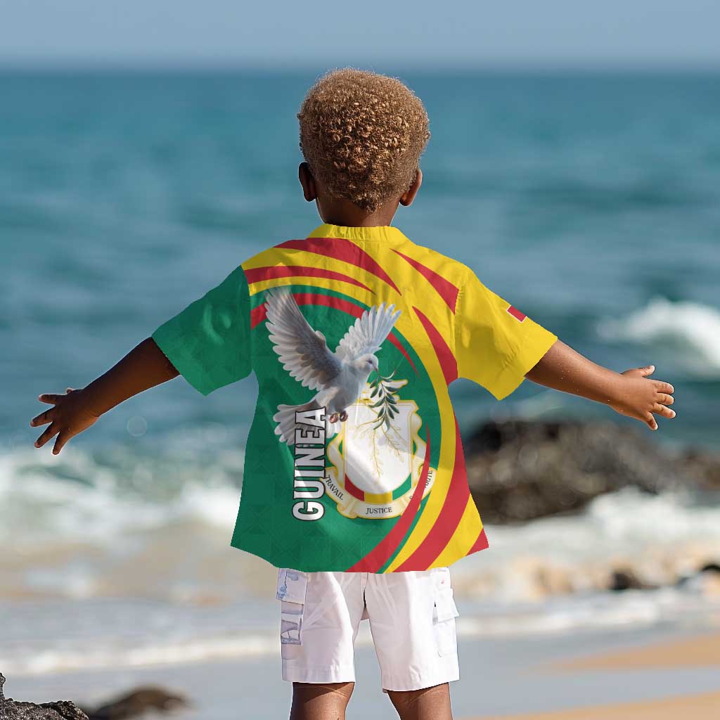 Guinea Kid Hawaiian Shirt Coat Of Arms With Pigeon - Kente Pattern
