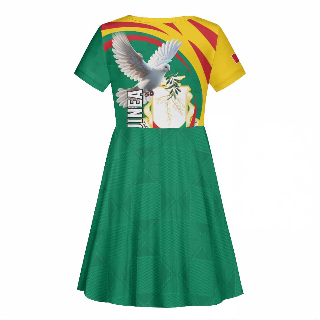 Guinea Kid Short Sleeve Dress Coat Of Arms With Pigeon - Kente Pattern