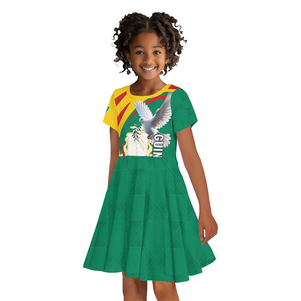Guinea Kid Short Sleeve Dress Coat Of Arms With Pigeon - Kente Pattern