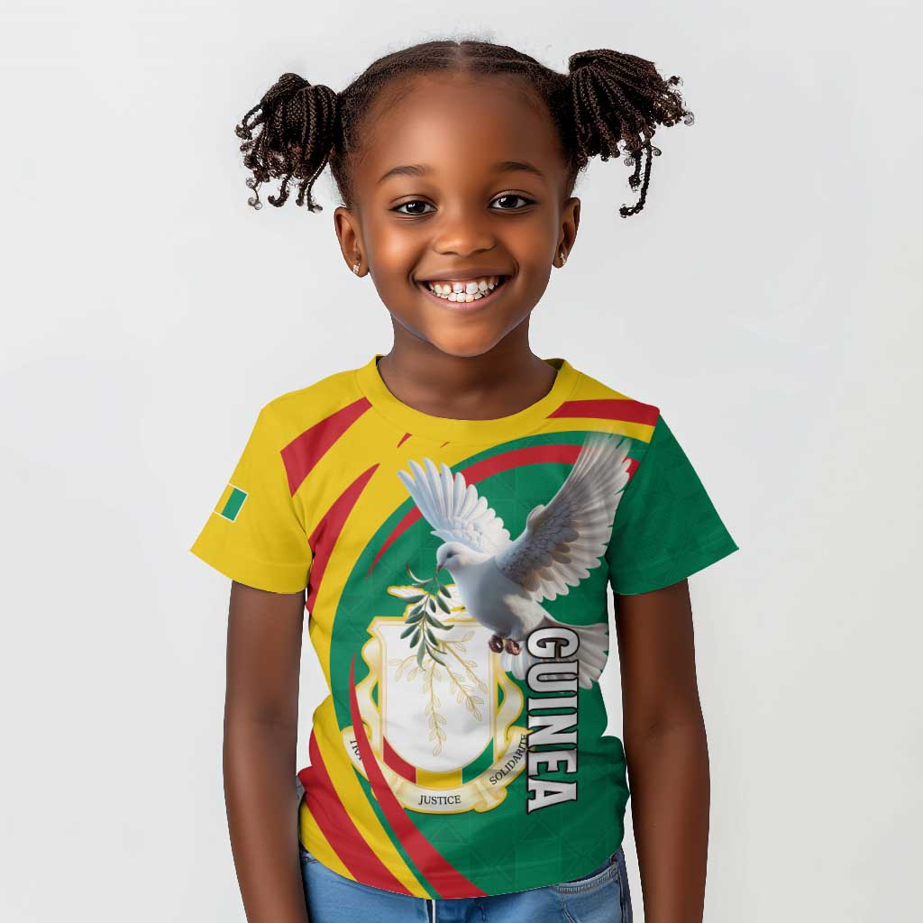 Guinea Kid T shirt Coat Of Arms With Pigeon - Kente Pattern