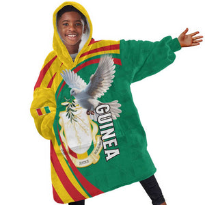 Guinea Kid Wearable Blanket Hoodie Coat Of Arms With Pigeon - Kente Pattern