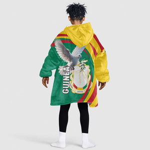 Guinea Kid Wearable Blanket Hoodie Coat Of Arms With Pigeon - Kente Pattern