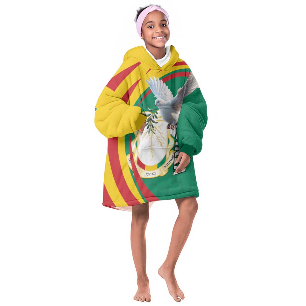 Guinea Kid Wearable Blanket Hoodie Coat Of Arms With Pigeon - Kente Pattern