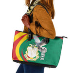 Guinea Leather Tote Bag Coat Of Arms With Pigeon - Kente Pattern