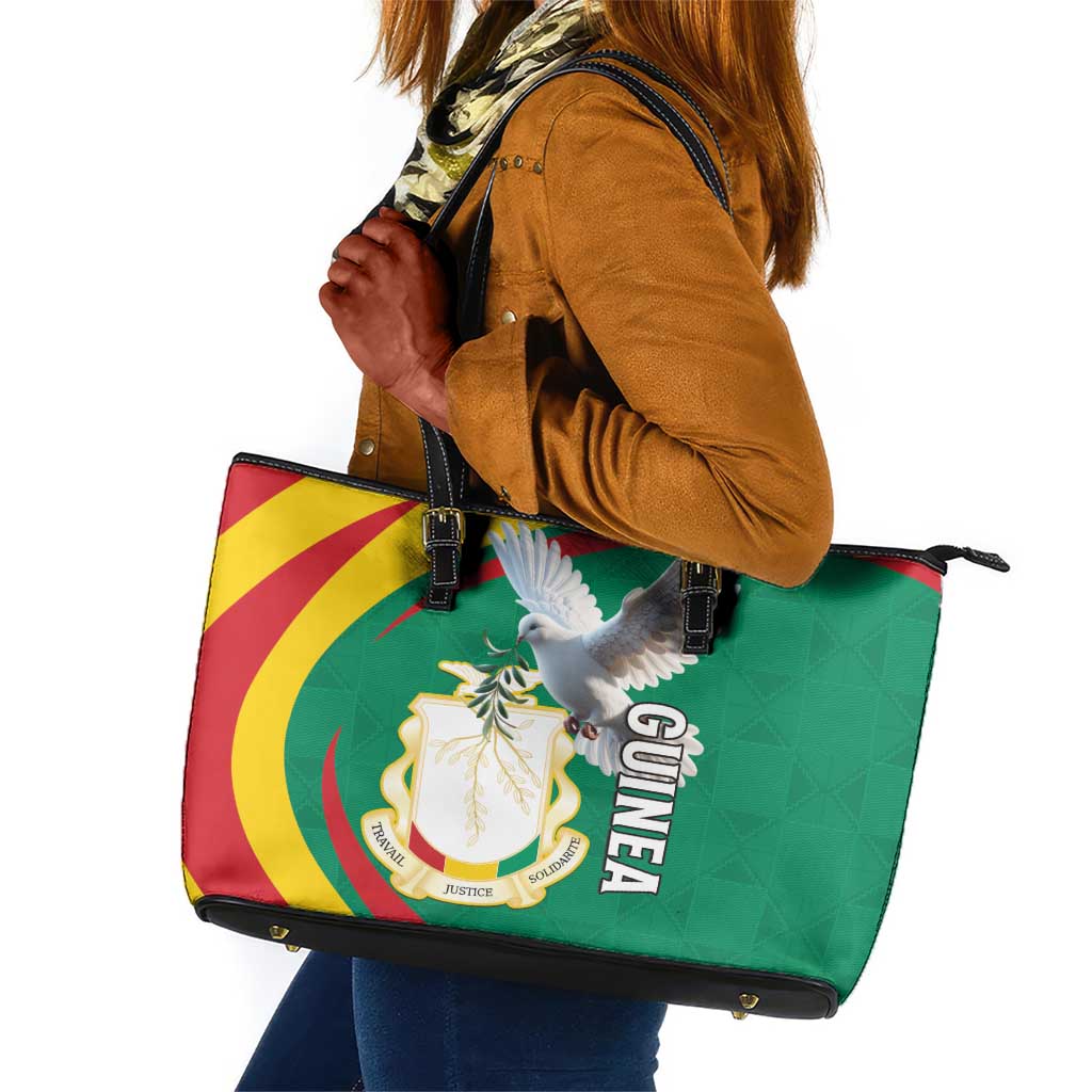Guinea Leather Tote Bag Coat Of Arms With Pigeon - Kente Pattern