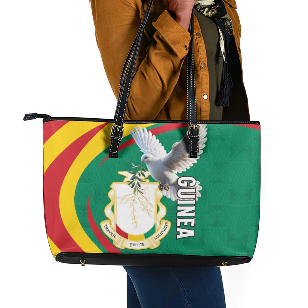 Guinea Leather Tote Bag Coat Of Arms With Pigeon - Kente Pattern