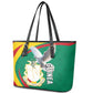 Guinea Leather Tote Bag Coat Of Arms With Pigeon - Kente Pattern