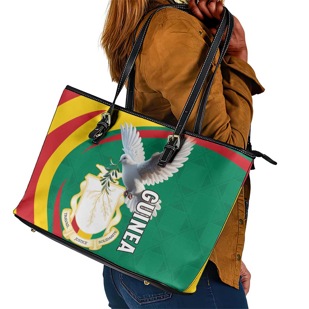 Guinea Leather Tote Bag Coat Of Arms With Pigeon - Kente Pattern