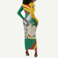 Guinea Long Sleeve Bodycon Dress Coat Of Arms With Pigeon - Kente Pattern LT15