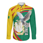 Guinea Long Sleeve Button Shirt Coat Of Arms With Pigeon - Kente Pattern