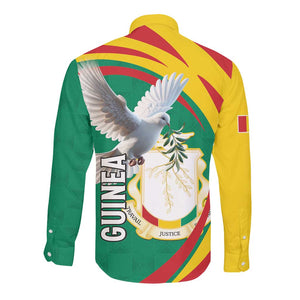 Guinea Long Sleeve Button Shirt Coat Of Arms With Pigeon - Kente Pattern