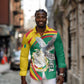 Guinea Long Sleeve Button Shirt Coat Of Arms With Pigeon - Kente Pattern