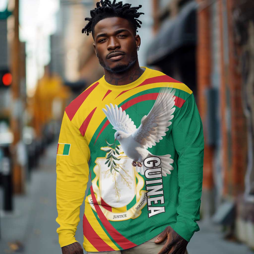 Guinea Long Sleeve Shirt Coat Of Arms With Pigeon - Kente Pattern