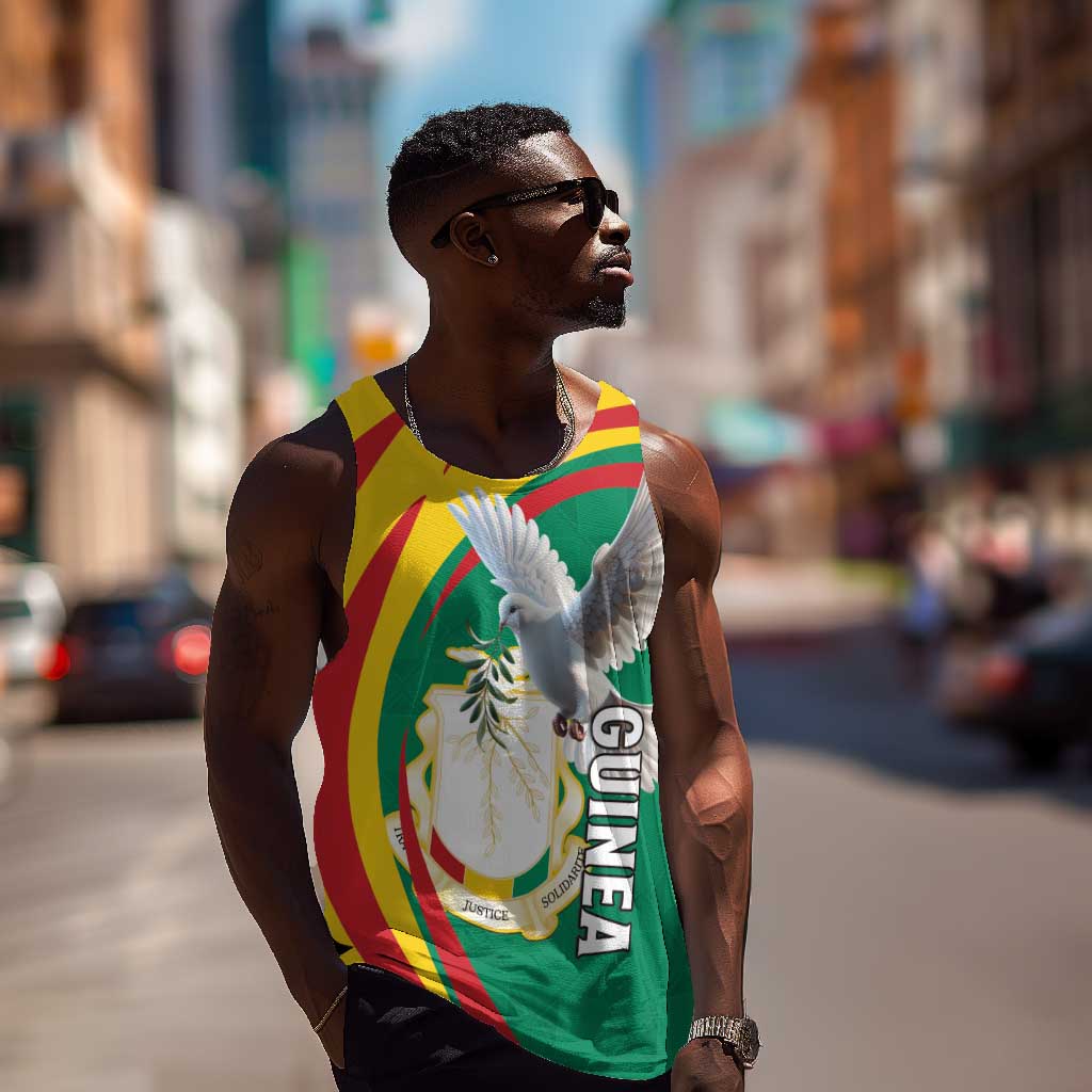 Guinea Men Tank Top Coat Of Arms With Pigeon - Kente Pattern