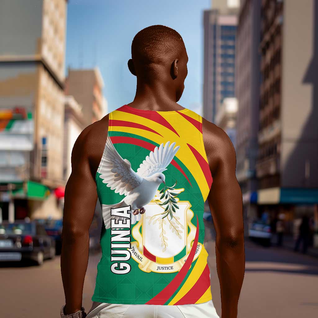 Guinea Men Tank Top Coat Of Arms With Pigeon - Kente Pattern