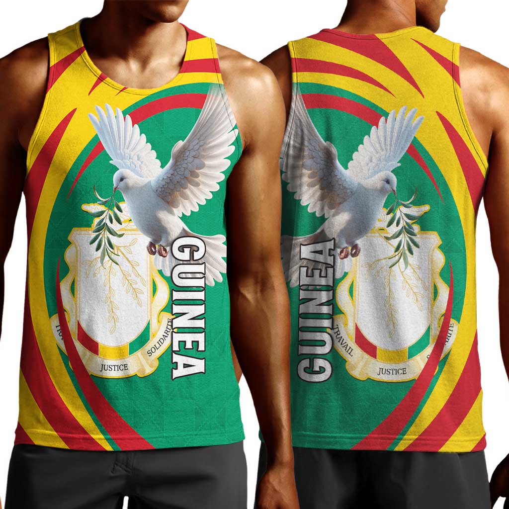 Guinea Men Tank Top Coat Of Arms With Pigeon - Kente Pattern