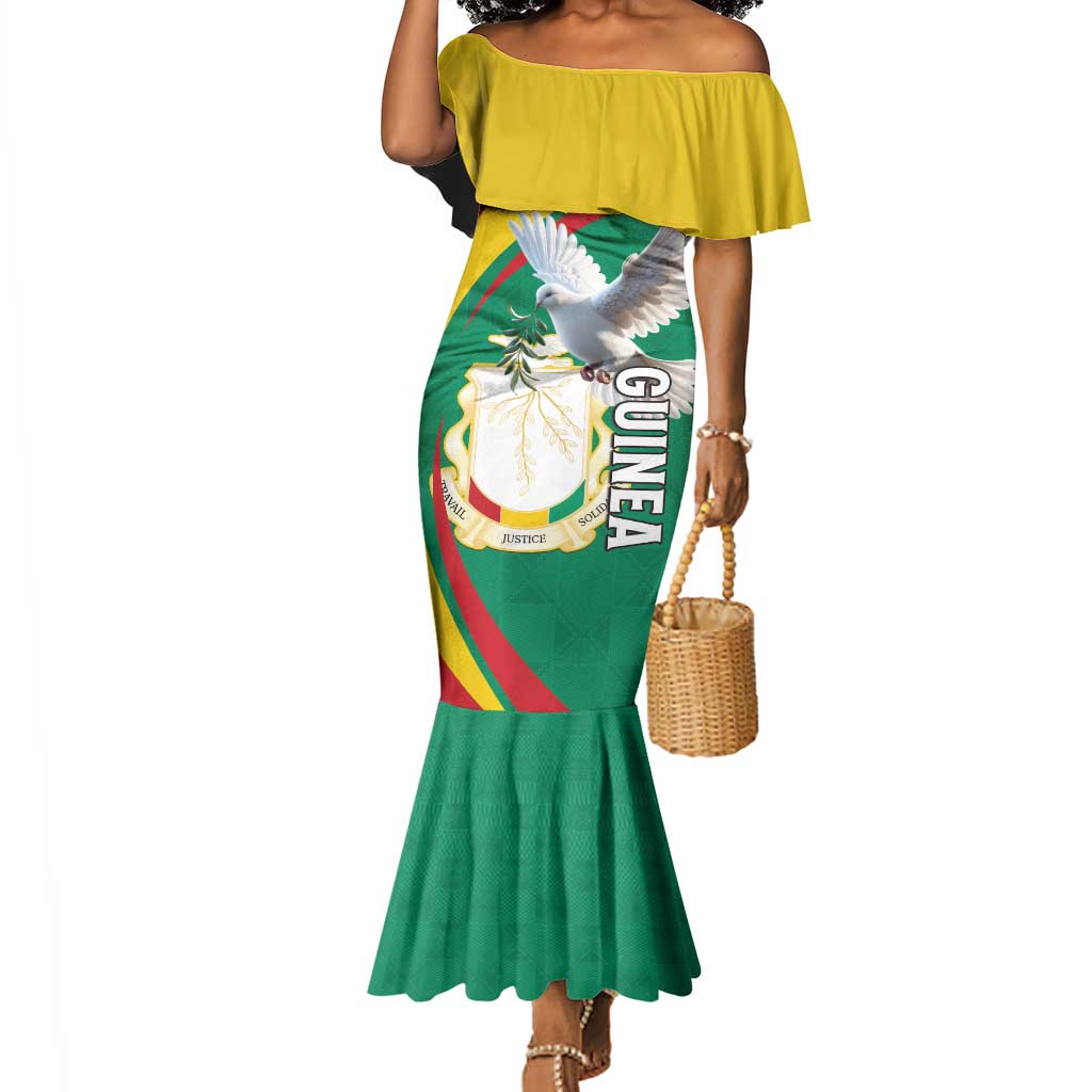 Guinea Mermaid Dress Coat Of Arms With Pigeon - Kente Pattern