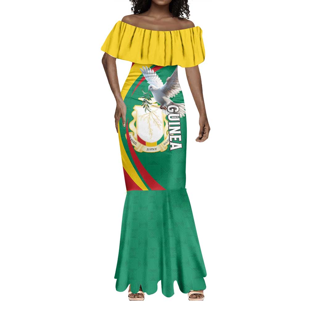 Guinea Mermaid Dress Coat Of Arms With Pigeon - Kente Pattern
