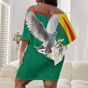 Guinea Off Shoulder Short Dress Coat Of Arms With Pigeon - Kente Pattern