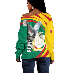 Guinea Off Shoulder Sweater Coat Of Arms With Pigeon - Kente Pattern