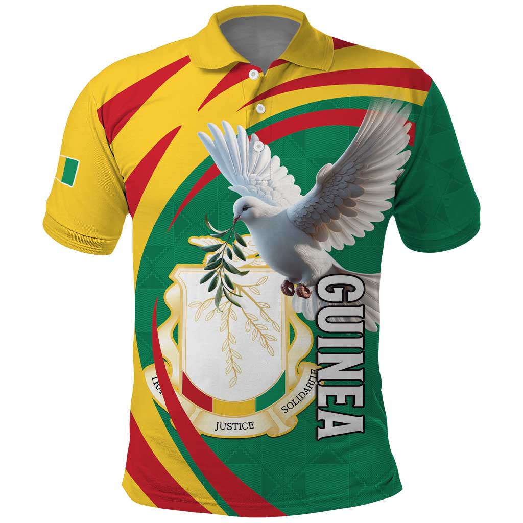 Guinea Polo Shirt Coat Of Arms With Pigeon - Kente Pattern