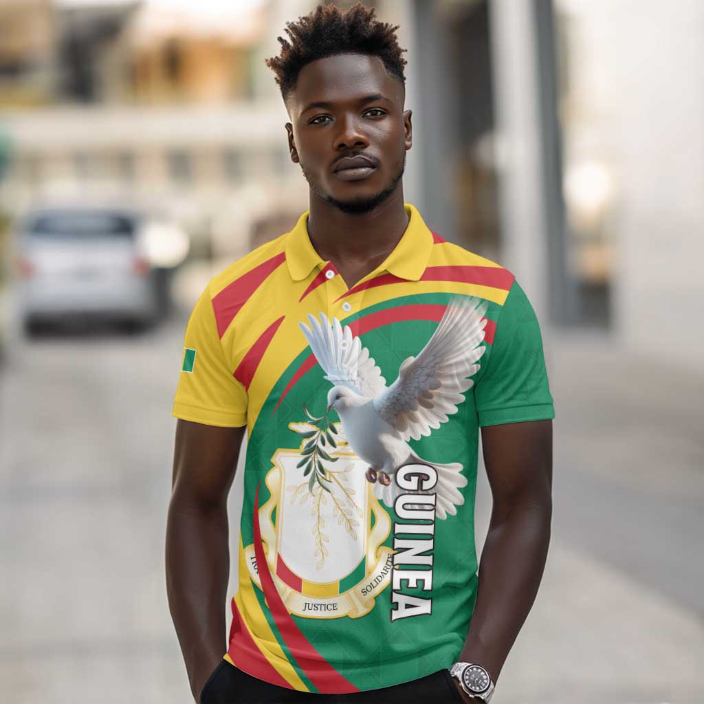 Guinea Polo Shirt Coat Of Arms With Pigeon - Kente Pattern