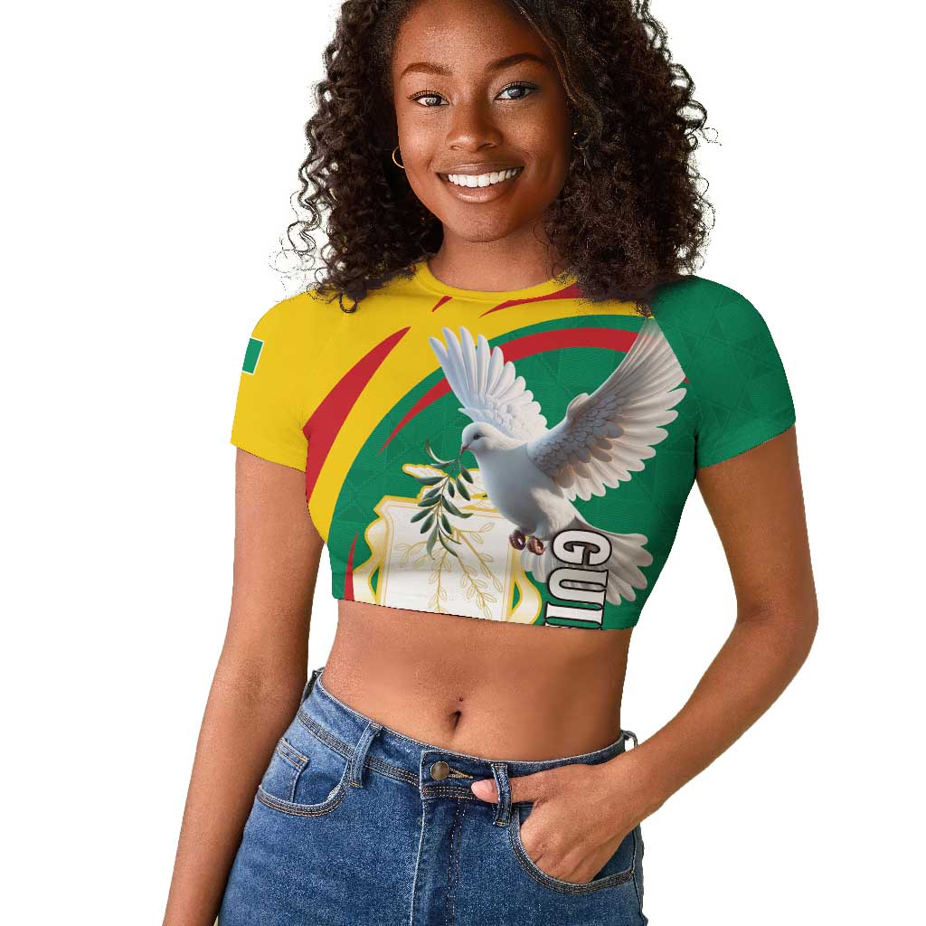 Guinea Raglan Cropped T shirt Coat Of Arms With Pigeon - Kente Pattern