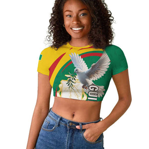 Guinea Raglan Cropped T shirt Coat Of Arms With Pigeon - Kente Pattern