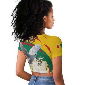 Guinea Raglan Cropped T shirt Coat Of Arms With Pigeon - Kente Pattern