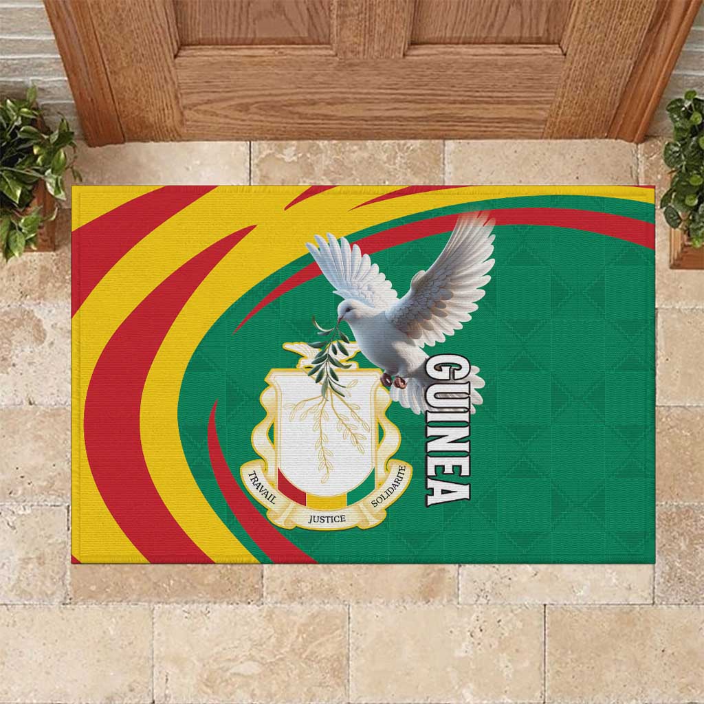 Guinea Rubber Doormat Coat Of Arms With Pigeon - Kente Pattern
