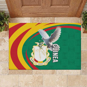 Guinea Rubber Doormat Coat Of Arms With Pigeon - Kente Pattern