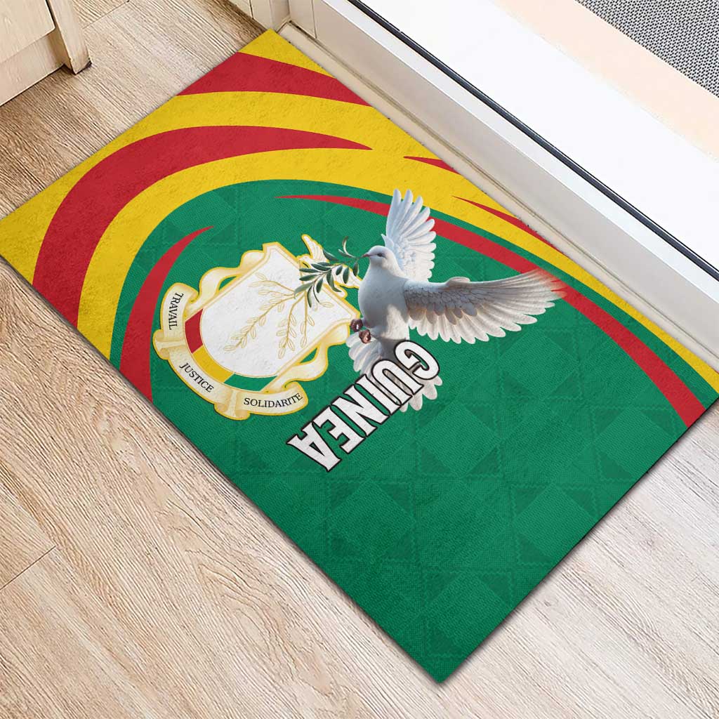Guinea Rubber Doormat Coat Of Arms With Pigeon - Kente Pattern