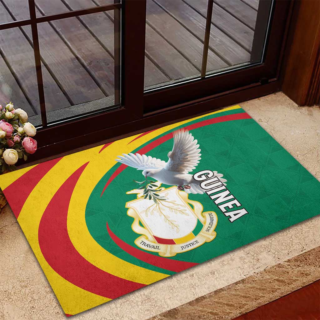 Guinea Rubber Doormat Coat Of Arms With Pigeon - Kente Pattern