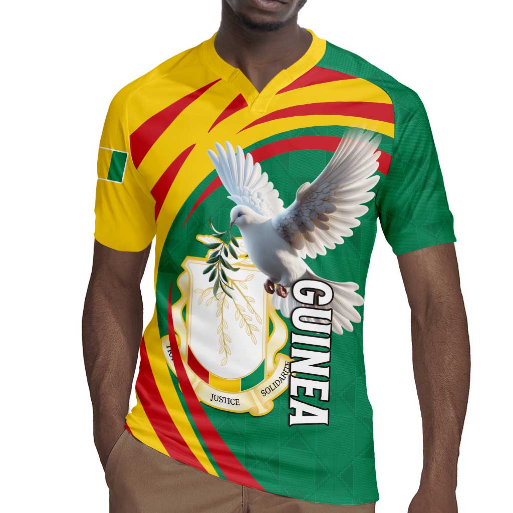 Guinea Rugby Jersey Coat Of Arms With Pigeon - Kente Pattern