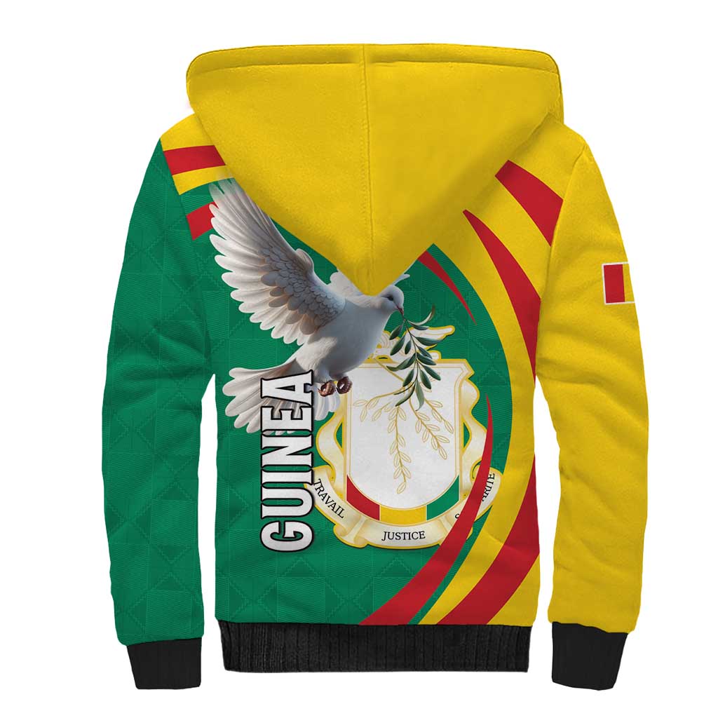 Guinea Sherpa Hoodie Coat Of Arms With Pigeon - Kente Pattern
