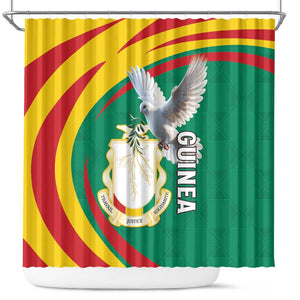 Guinea Shower Curtain Coat Of Arms With Pigeon - Kente Pattern