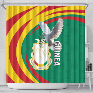 Guinea Shower Curtain Coat Of Arms With Pigeon - Kente Pattern