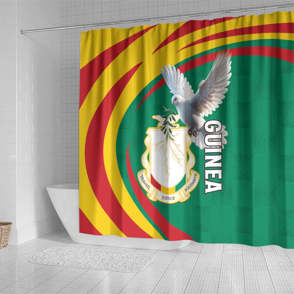 Guinea Shower Curtain Coat Of Arms With Pigeon - Kente Pattern