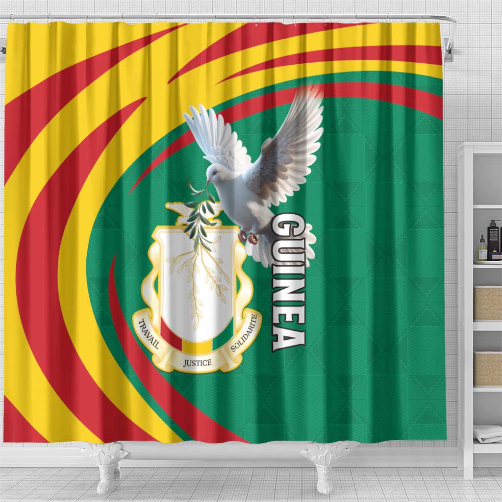 Guinea Shower Curtain Coat Of Arms With Pigeon - Kente Pattern