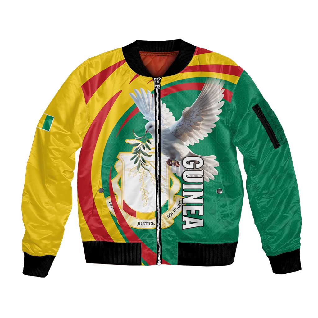 Guinea Sleeve Zip Bomber Jacket Coat Of Arms With Pigeon - Kente Pattern