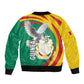 Guinea Sleeve Zip Bomber Jacket Coat Of Arms With Pigeon - Kente Pattern
