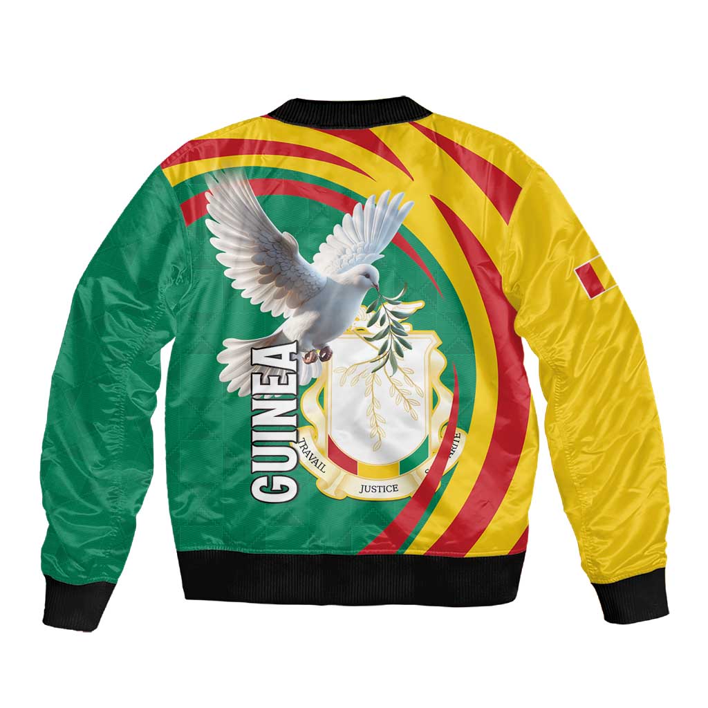 Guinea Sleeve Zip Bomber Jacket Coat Of Arms With Pigeon - Kente Pattern