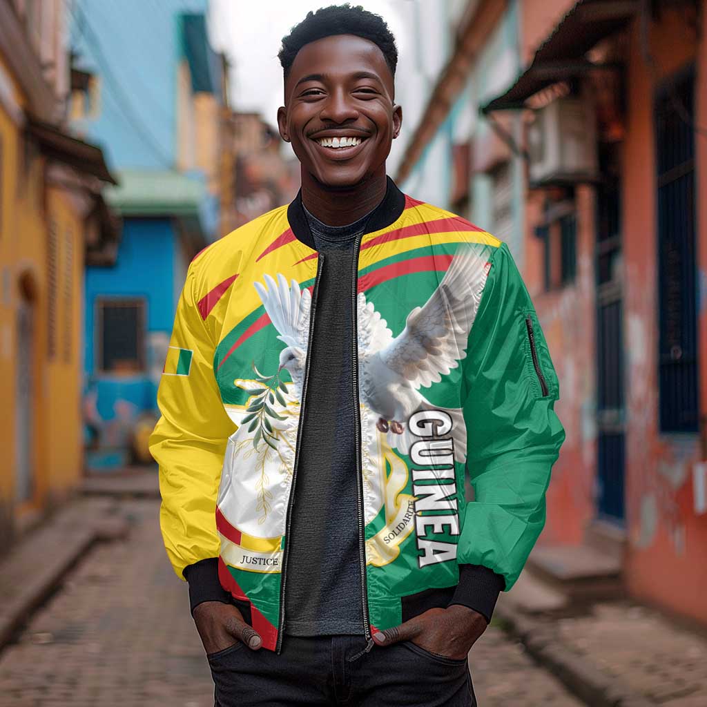 Guinea Sleeve Zip Bomber Jacket Coat Of Arms With Pigeon - Kente Pattern