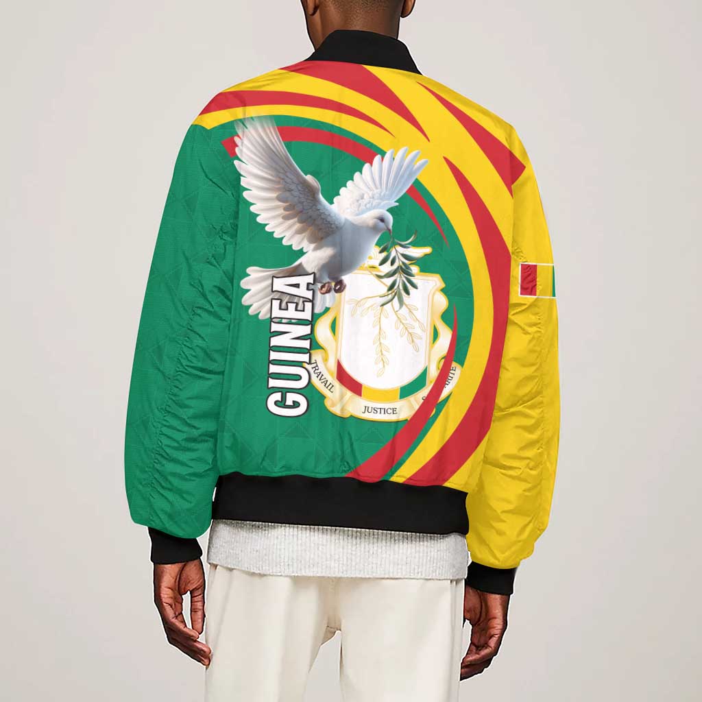 Guinea Sleeve Zip Bomber Jacket Coat Of Arms With Pigeon - Kente Pattern