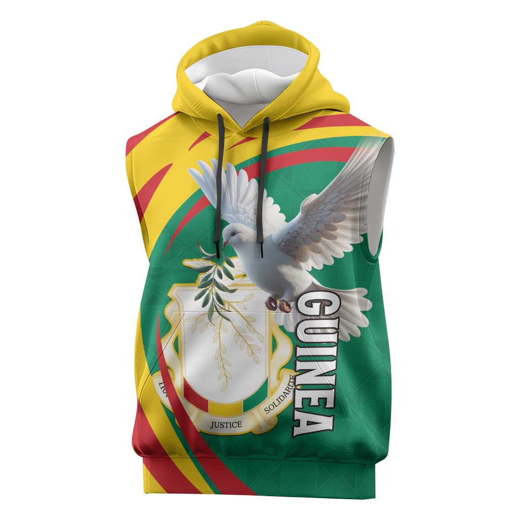 Guinea Sleeveless Hoodie Coat Of Arms With Pigeon - Kente Pattern - African Pride