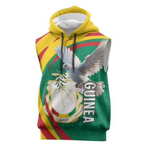 Guinea Sleeveless Hoodie Coat Of Arms With Pigeon - Kente Pattern - African Pride