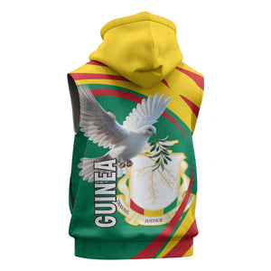 Guinea Sleeveless Hoodie Coat Of Arms With Pigeon - Kente Pattern - African Pride