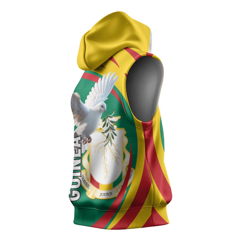 Guinea Sleeveless Hoodie Coat Of Arms With Pigeon - Kente Pattern - African Pride