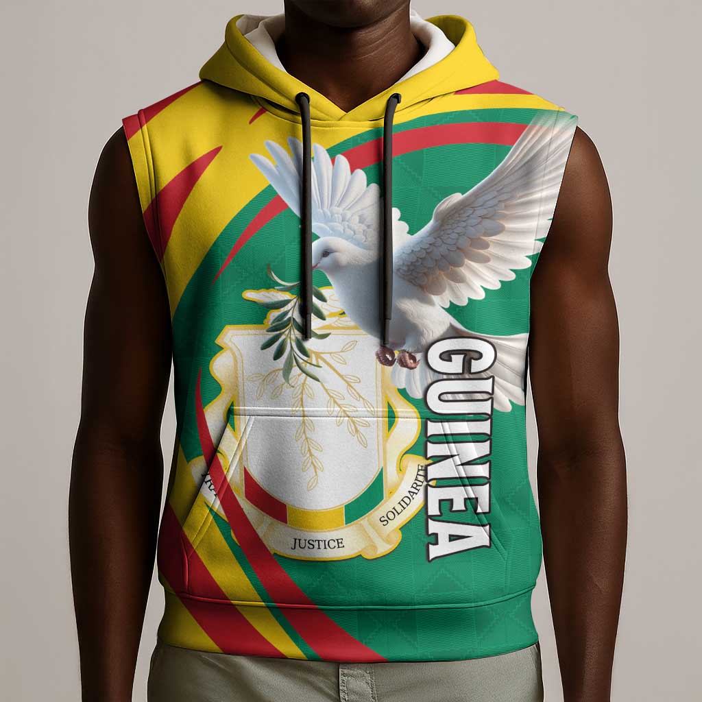 Guinea Sleeveless Hoodie Coat Of Arms With Pigeon - Kente Pattern - African Pride